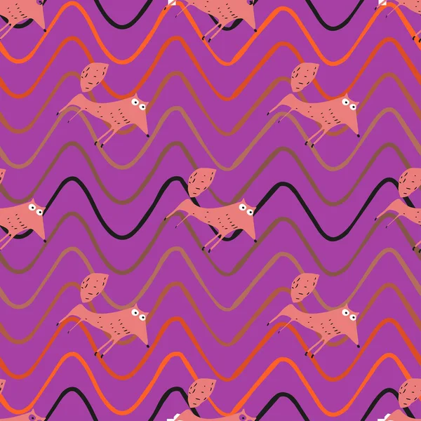 Seamless Pattern Funny Foxes — Stock Photo, Image