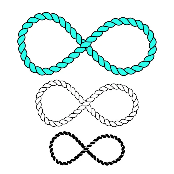 ロープで作られた無限シンボル ロゴのセット — ストックベクタ