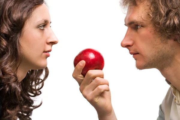 Сouple with apple — Stock Photo, Image