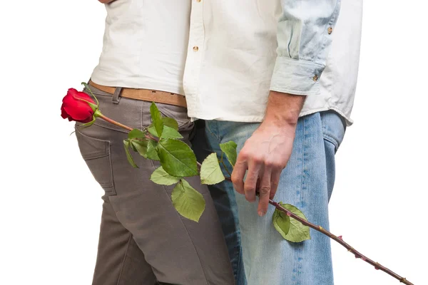 Young couple with rose — Stock Photo, Image