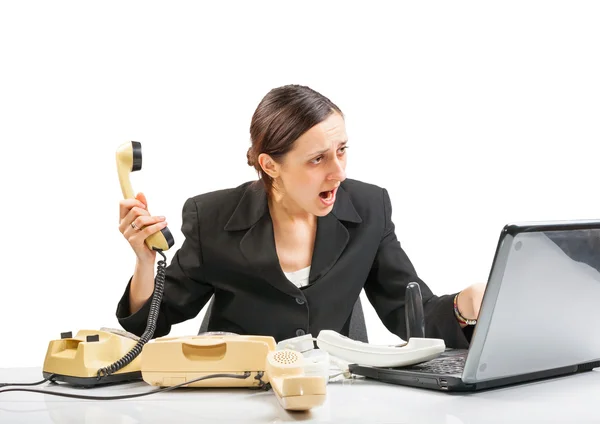 Business woman in a nervous, stressed state — Stock Photo, Image