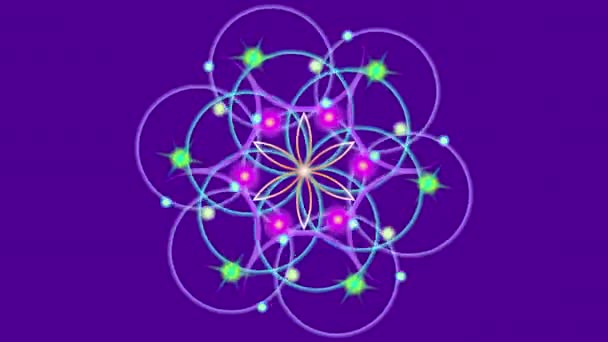 Stylized Representation Esoteric Symbol Flower Life Movement Rotating Energy Flows — Stockvideo