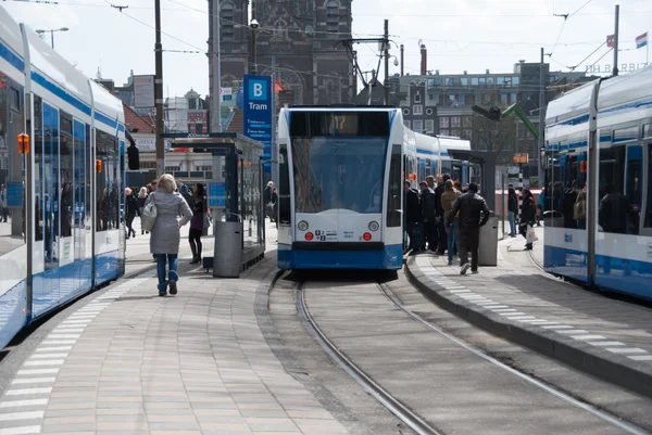 Tramwaje w Amsterdamie — Zdjęcie stockowe