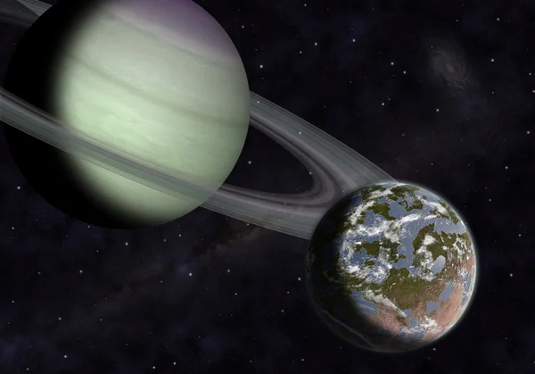 Exoplanete și exomoon — Fotografie, imagine de stoc
