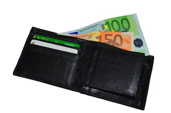 Wallet with euros notes — Stock Photo, Image