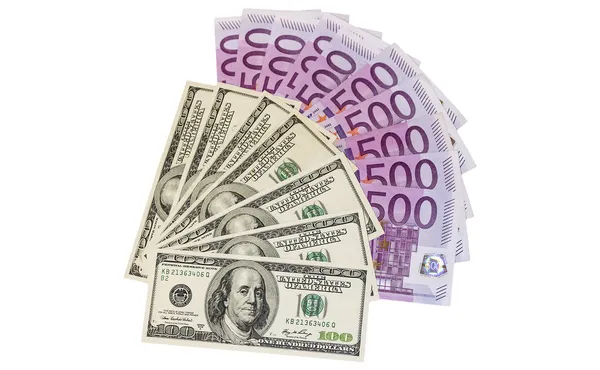Euros and dollars — Stock Photo, Image