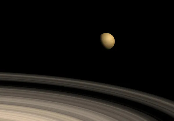 Titano e Saturno anelli — Foto Stock
