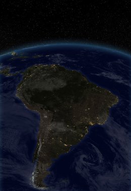 şehir ışıkları - Güney Amerika. Bu görüntü nasa tarafından döşenmiş unsurları