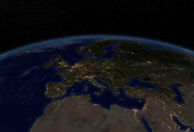 şehir ışıkları - Avrupa. Bu görüntü nasa tarafından döşenmiş unsurları