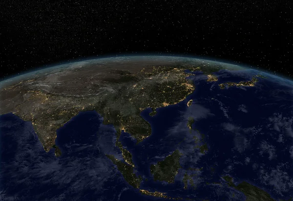 城市的灯光 — — 亚洲。这幅图像由美国国家航空航天局提供的元素 — 图库照片