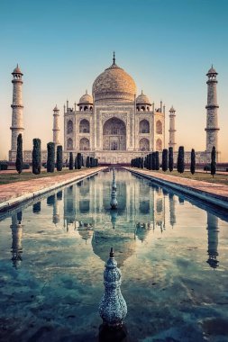 Agra 'daki Taj Mahal mozolesi, Uttar Pradesh, Hindistan