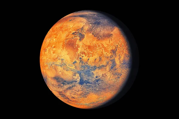 Mars Planet Schwarz Isoliert — Stockfoto