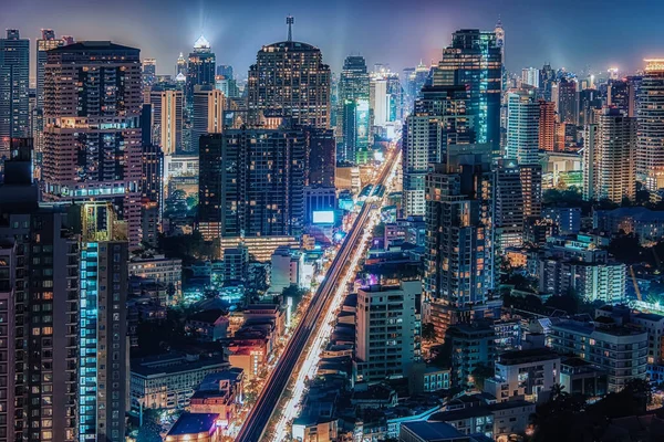 Bangkok Ciudad Por Noche Tailandia — Foto de Stock