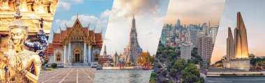 Bangkok şehir ünlü yerler kolaj. 