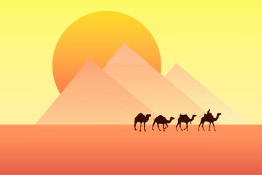 Mısır 'daki Giza Piramitlerinin İllüstrasyonu 