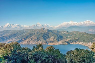 Himalaya manzarası Pokhara 'dan