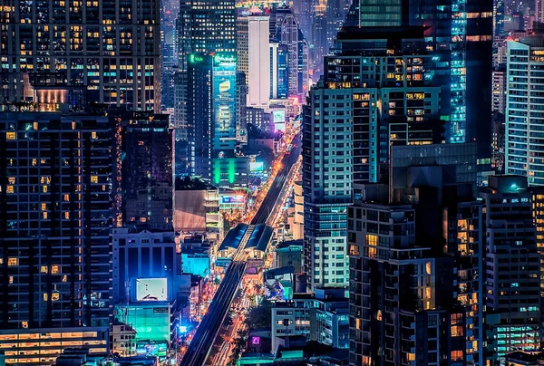 Bangkok Ciudad Por Noche — Foto de Stock