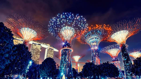 Сади Біля Затоки Ввечері Сінгапур — стокове фото