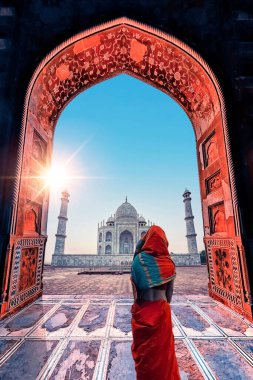 Agra 'daki Taj Mahal mozolesi, Uttar Pradesh, Hindistan
