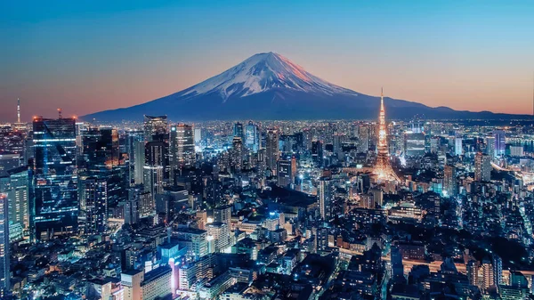 Tokyo Města Při Západu Slunce — Stock fotografie