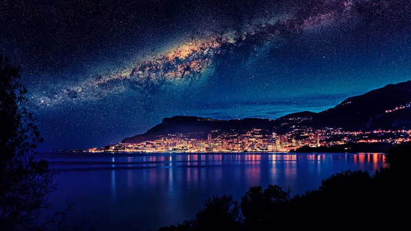Monaco City Lights Night — Stock Photo, Image