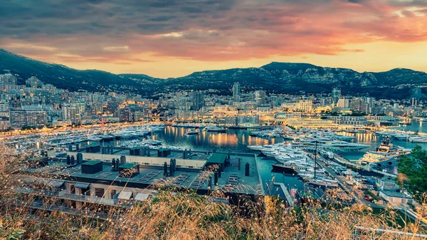 Monako Riwierze Francuskiej Zachodzie Słońca — Zdjęcie stockowe