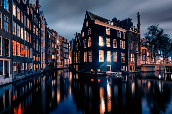 Amsterdam Stad Avond Nederland — Stockfoto
