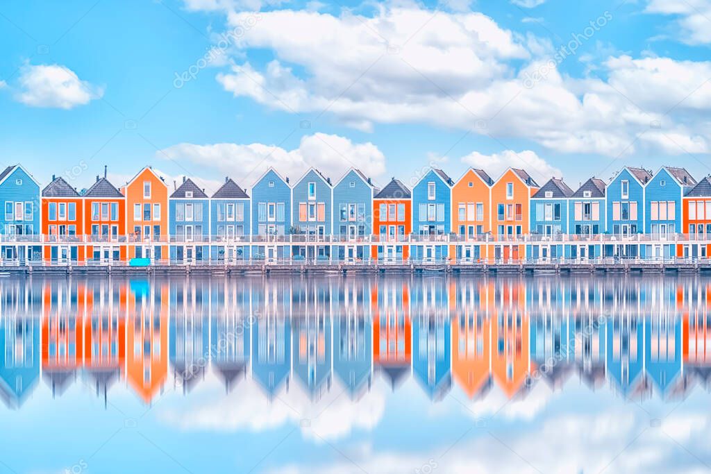 Colorful wooden houses in Holland