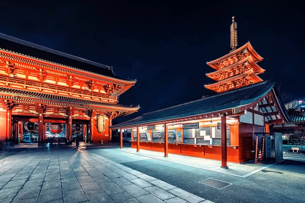 Пагода Сэнсо Цзи Храм Вечером Токио Япония — стоковое фото