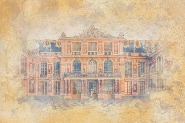 Versailles Palace Facade Watercolor Effect Illustration — 스톡 사진