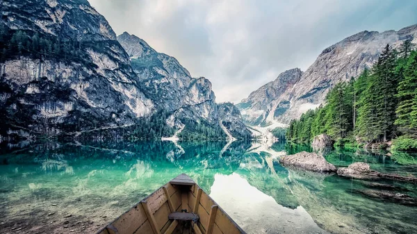 Lago Braies Pragser Wildsee Jižní Tyrolsko Itálie — Stock fotografie