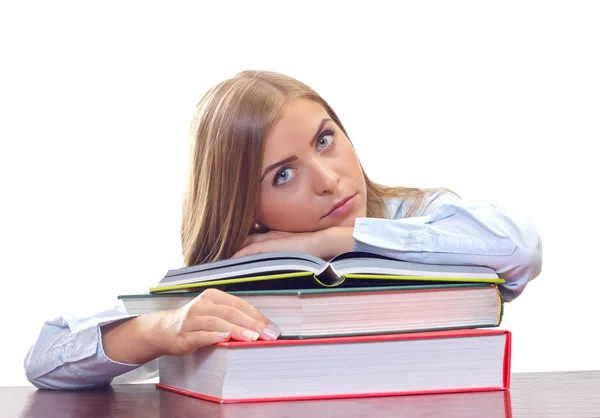 Mujer aburrida estudiando —  Fotos de Stock