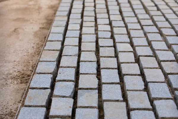 Picture Cobblestone Sidewalk Construction Site — Stock Photo, Image