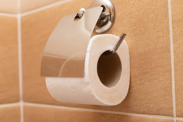 Papier Toilette Accroché Mur Des Toilettes — Photo