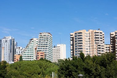 Valencia, İspanya 'nın modern bölümünün manzarası
