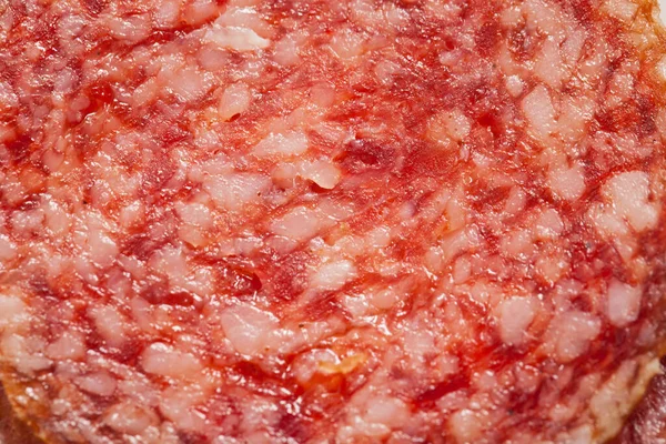 Macro Foto Van Een Verse Smakelijke Pepperoni Salami — Stockfoto