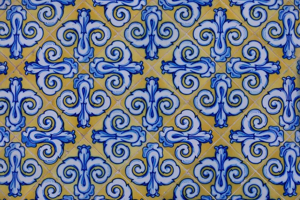Geleneksel Spanyol Mozaiği Mavi Sarı Mozaik Fayanslar — Stok fotoğraf