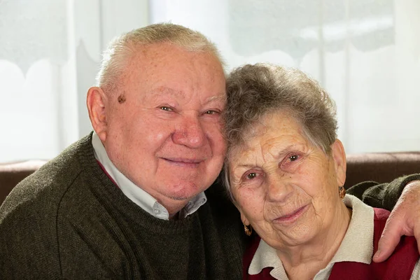 Picture Joyful Happy Elderly Couple Home — Stock Photo, Image