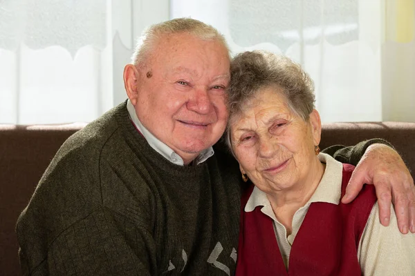 Picture Joyful Happy Elderly Couple Home — Stock Photo, Image