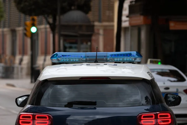 Imagem Das Luzes Intermitentes Carro Polícia — Fotografia de Stock