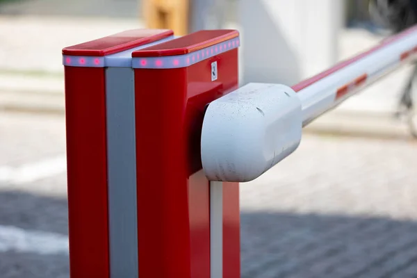 Picture Red Parking Lot Barrier — 图库照片