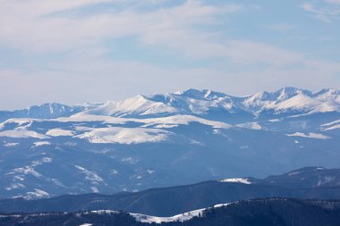 Snowy Carpathian Mountains  cliffs in Romania