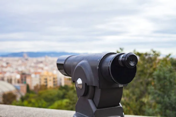 Close Picture Black Coin Operated Binocular Barcelona Spain — Stock fotografie