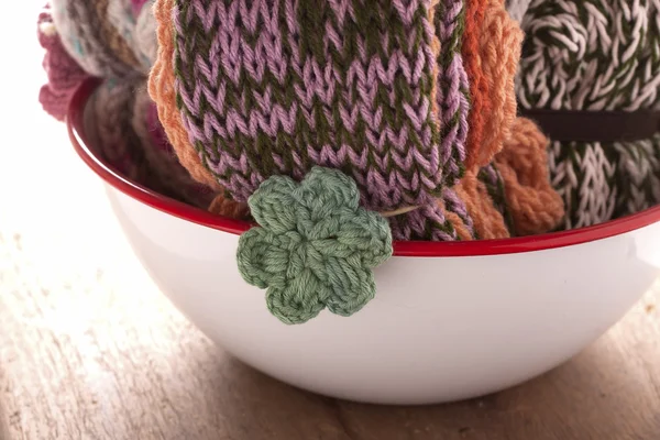 Close Up Knitting scarves — Stock Photo, Image