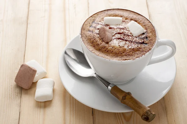 Hot mocha with marshmallow — Stock Photo, Image