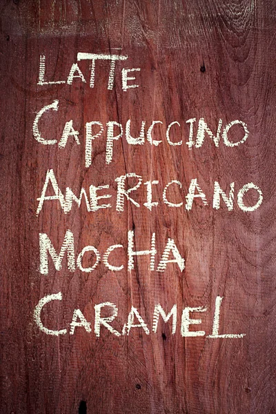 Coffee menu handwritten — Stock Photo, Image
