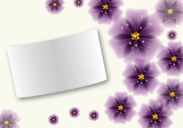 Tarjeta con flores púrpuras — Vector de stock