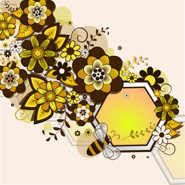 Vector frame in the form of honeycomb with a floral design. EPS 10