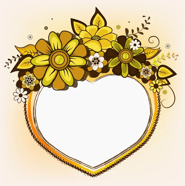 Marco vectorial en forma de corazón con un diseño floral. EPS 10 — Archivo Imágenes Vectoriales