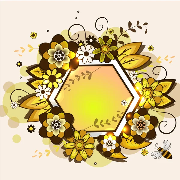 Cadre vectoriel en forme de nid d'abeille avec un design floral. SPE 10 — Image vectorielle